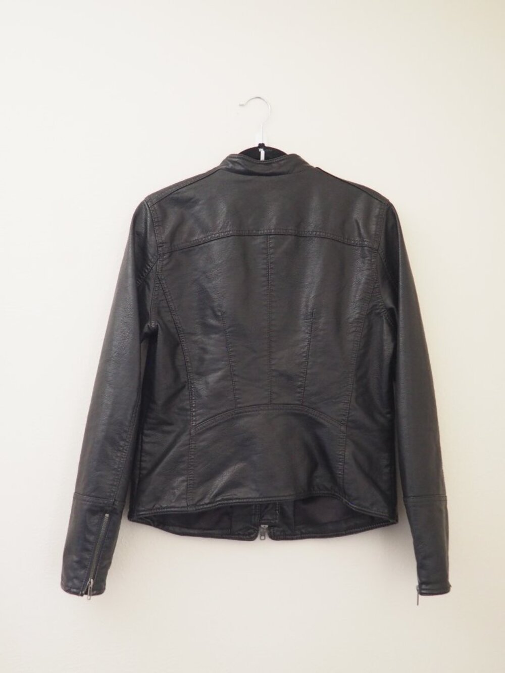 We The Free People Black Vegan Leather Monroe Moto Jacket sz M - Picture 8 of 10